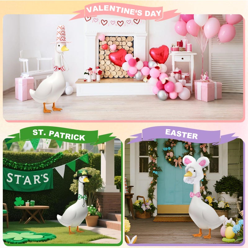 Bafeil 8 Set Holiday Porch Goose Outfits for 17/23" Plastic Lawn Goose - Valentines, St. Patricks, Easter, 4th of July, Summer Clothes - Patio Yard Garden Decor with Hat and Bow Tie - Image 5