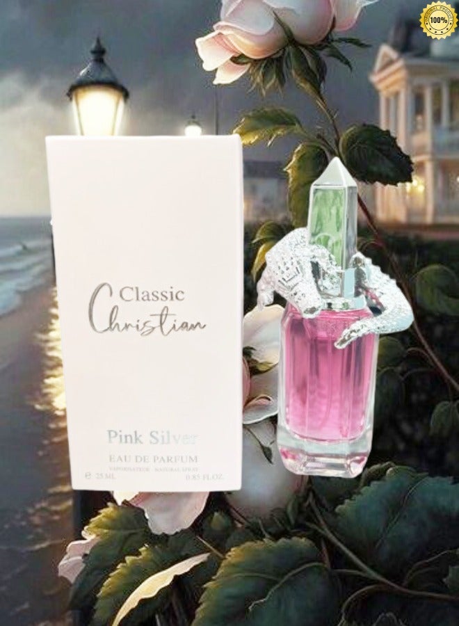 PINK 12 Pieces Classic Christian Pink Silver Perfume EDP 25ML - Image 2