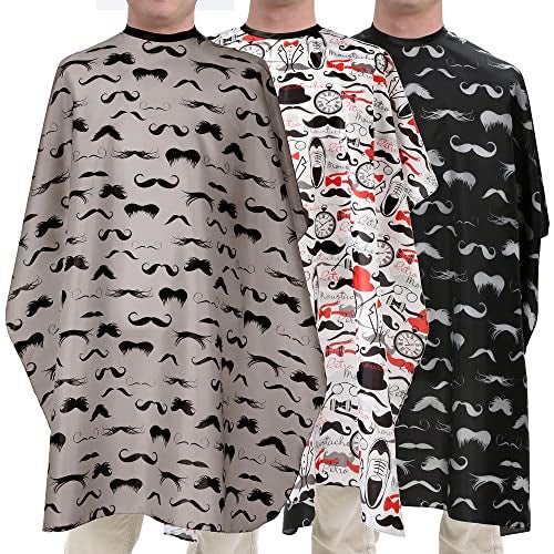 Plum Hill Hair Salon Cape for Stylists and Barbers, Retro Mustache (Variety 3 pack) - Image 1