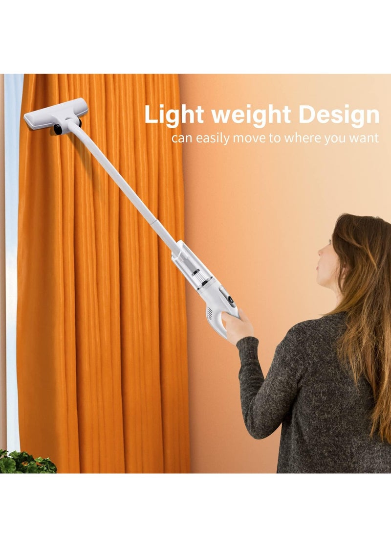 DubaiGallery 5 في 1 منظف الأرضيات المنزلية، مكنسة كهربائية محمولة لتنظيف الغبار وقابلة لإعادة الشحن مع ممسحة وخزان مياه ومنظف للسيارة ومزيل العث باللون الأبيض - Image 2