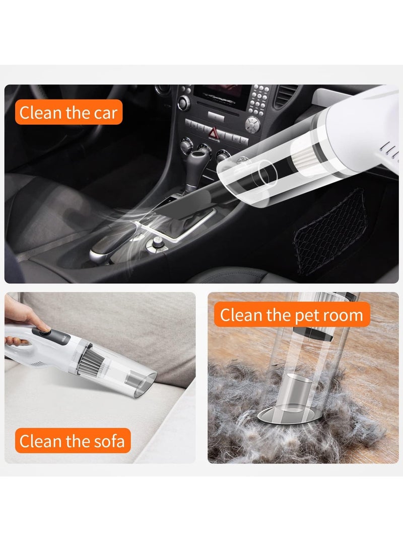 DubaiGallery 5 في 1 منظف الأرضيات المنزلية، مكنسة كهربائية محمولة لتنظيف الغبار وقابلة لإعادة الشحن مع ممسحة وخزان مياه ومنظف للسيارة ومزيل العث باللون الأبيض - Image 3