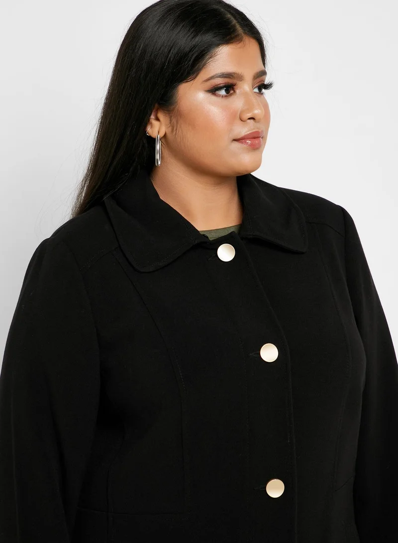 EVANS Longline Faux Fur Collar Coat