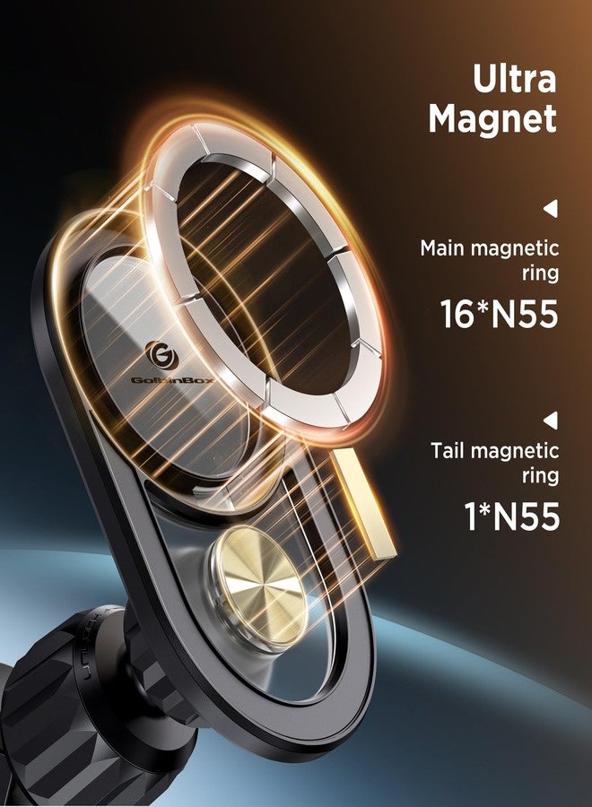 GolbinBox for Magsafe Car Mount, [17*N55 Strong Magnets] 2-in-1 Magnetic Car Phone Holder for Air Vent or Dashboard, 360° Rotation Car Accessories for Women Men for iPhone 17 16 15 14 Pro Max Samsung - Image 2