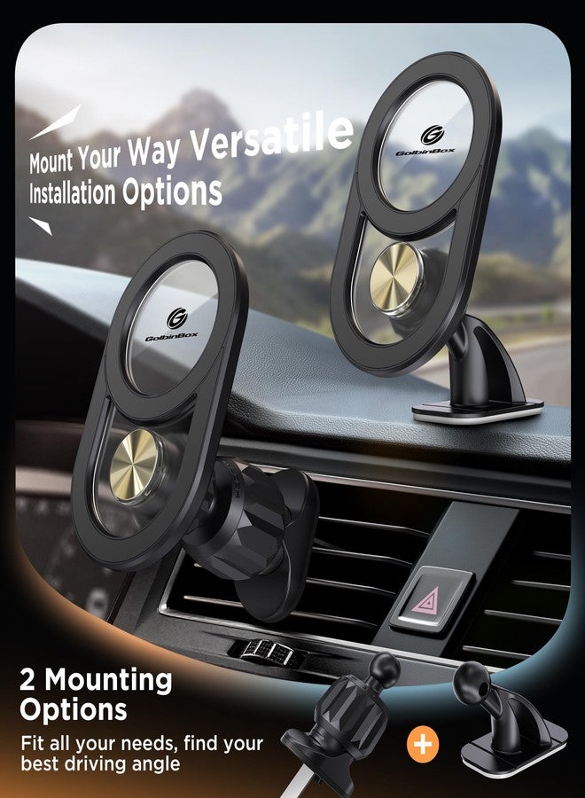 GolbinBox for Magsafe Car Mount, [17*N55 Strong Magnets] 2-in-1 Magnetic Car Phone Holder for Air Vent or Dashboard, 360° Rotation Car Accessories for Women Men for iPhone 17 16 15 14 Pro Max Samsung - Image 4