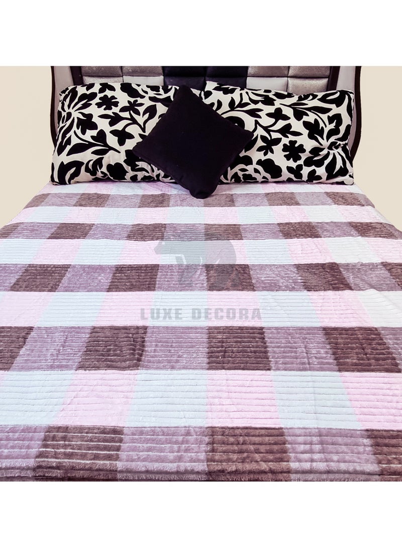 Jumbble Soft Corel Fleece Blanket Pink/Brown 200x230cm  - Image 2