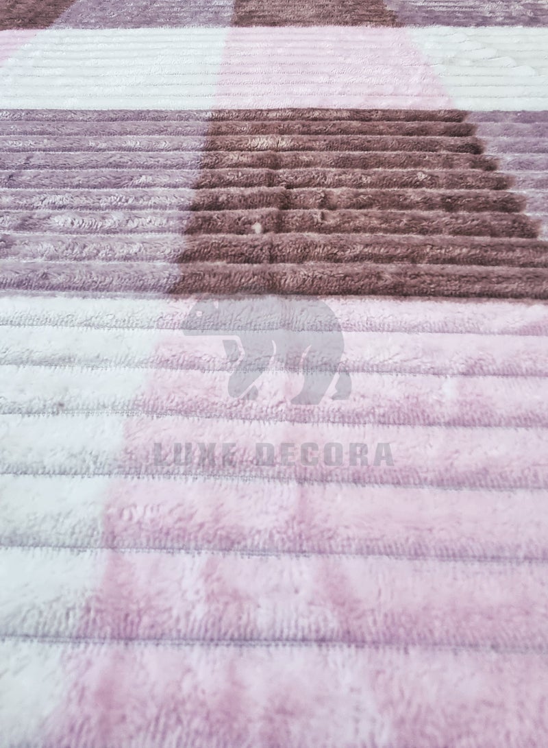 Jumbble Soft Corel Fleece Blanket Pink/Brown 200x230cm  - Image 3