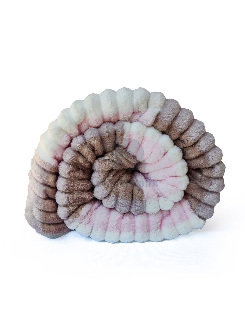Jumbble Soft Corel Fleece Blanket Pink/Brown 200x230cm  - Image 5
