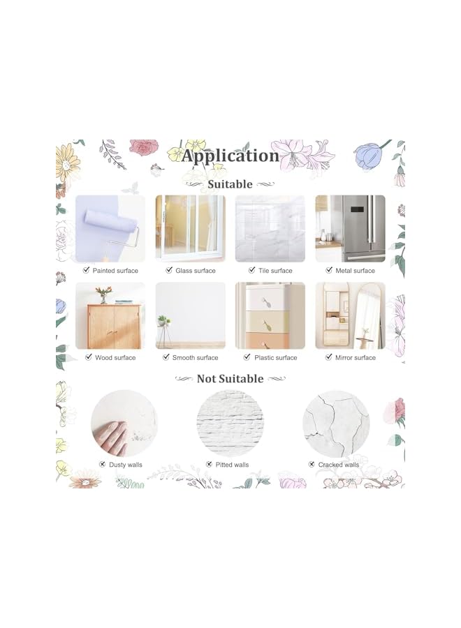 S-TOP Translucent Flowers Wall Decals, Light Blue Lotus Floral Wall Stickers Peel Peel and Stick Decal PVC Waterproof Self - Adhesive DIY Art Sticker for Aisle Bedroom Sofa TV Backdrop Wall Home Decor - Image 4