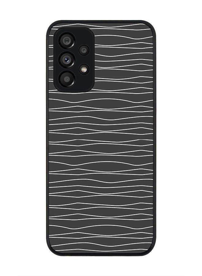 Stylizedd Rugged Black edge case for Samsung Galaxy A73 5G Slim fit Soft Case Flexible Rubber Edges Anti Drop TPU Gel Thin Cover - Squiggly Lines - Image 1