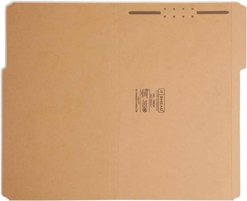 Smead Fastener File Folder, 1 Fastener, Reinforced 1/3-Cut Tab, Legal Size, Kraft, 50 Per Box (19834) - Image 3