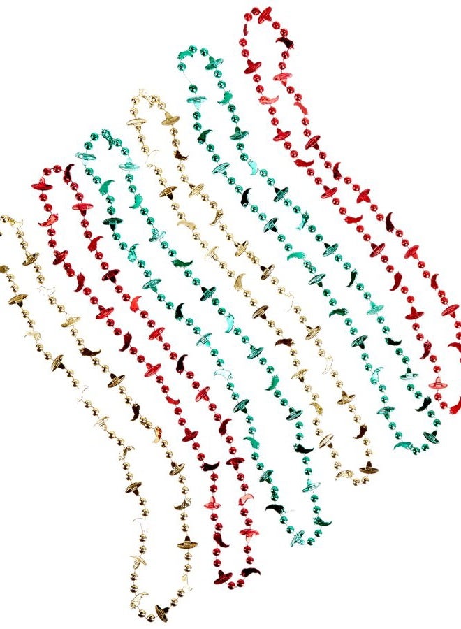 Beistle 6 Piece Plastic Fiesta Necklaces Cinco De Mayo Party Favor Supplies, 33", Red/Gold/Green - Image 1
