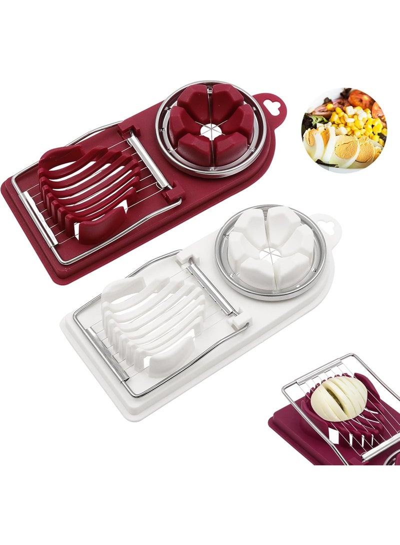 Relex 2pcs Egg Slicer, Egg Slicer for Hard Boiled Eggs, Stainless Steel Wire Egg Slicer with 2 Slicing Styles, Heavy Duty Aluminium Egg Cutter Dishwasher Safe for Egg Strawberry Soft Fruit - Image 1