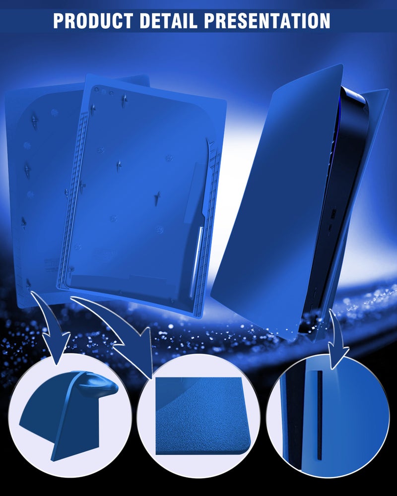Joso غطاء وجه جوسو لإصدار قرص PS5، غلاف مضاد للخدوش ومقاوم للغبار، بديل لحالة، غلاف يناسب وحدة تحكم PS5 (CD-ROM)، ألواح لملحقات PS5، تركيب سهل - أزرق - Image 4