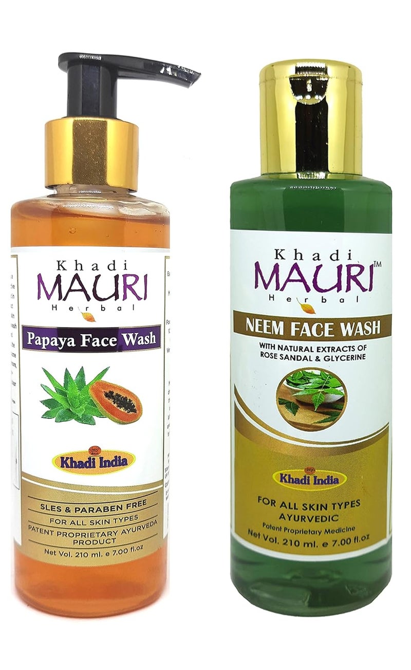 Khadi Mauri Anti Tan Papaya Neem face wash Pack of 2 420ml