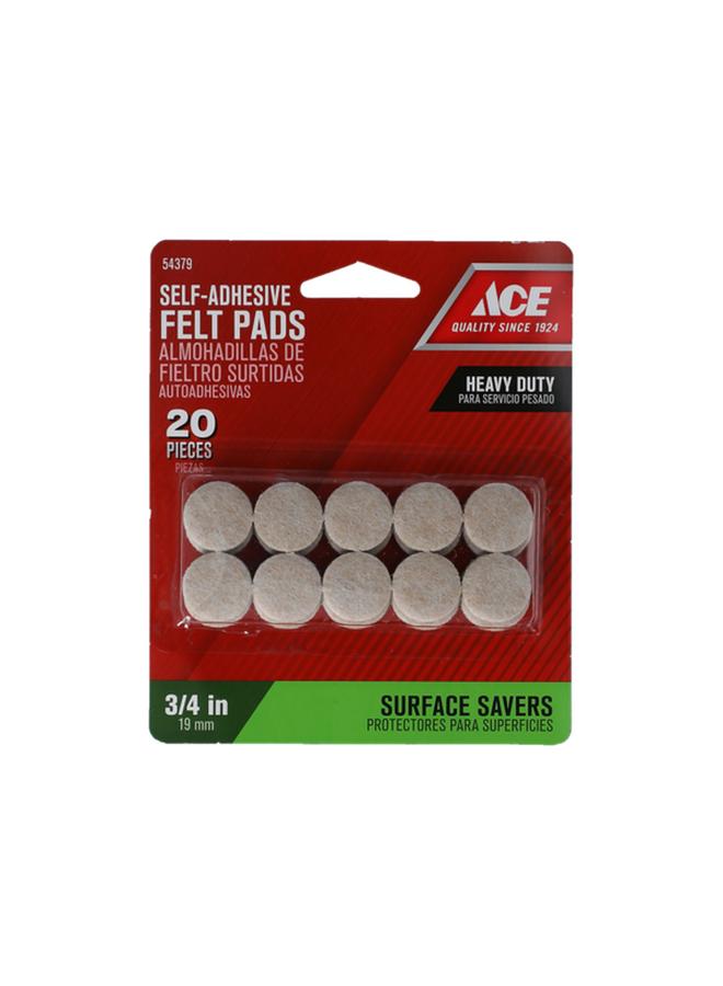 ACE 20-Piece Heavy Duty Easy to Use Round Self-Adhesive Felt Pad Set Beige 3/4inch 9951 - Image 1