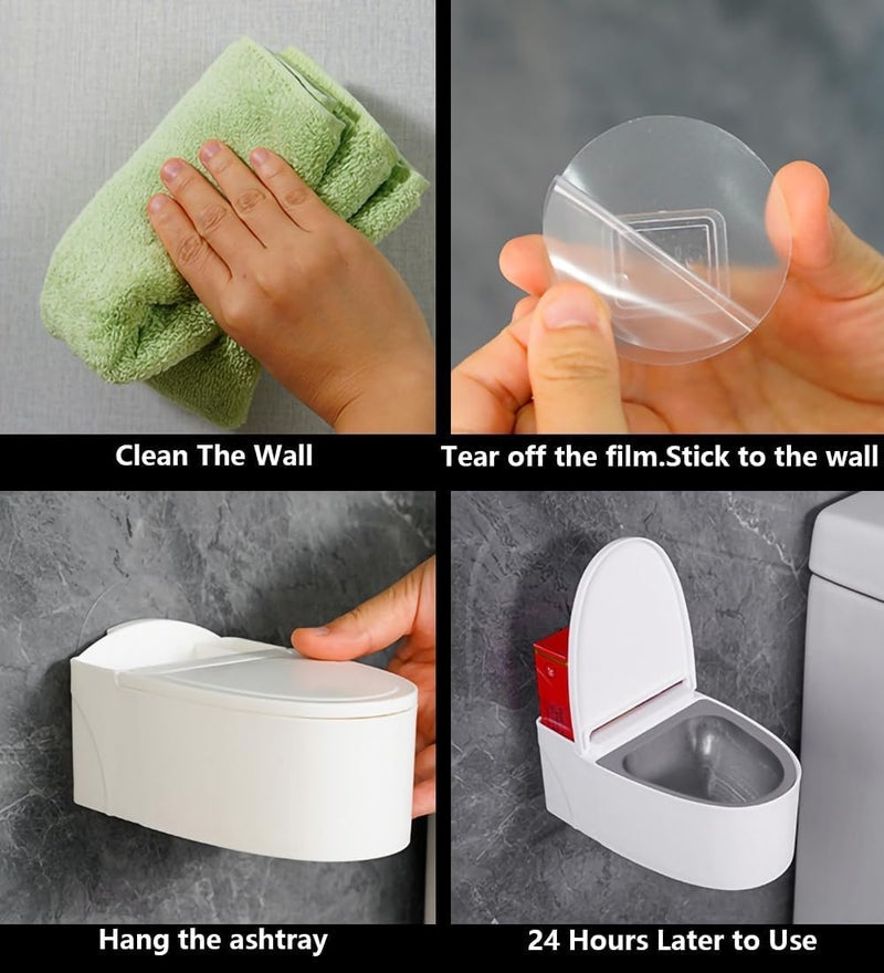 Potency Toilet Shaped Ash Tray - Wall Mount Stainless Steel, 1 Piece, White - Image 3