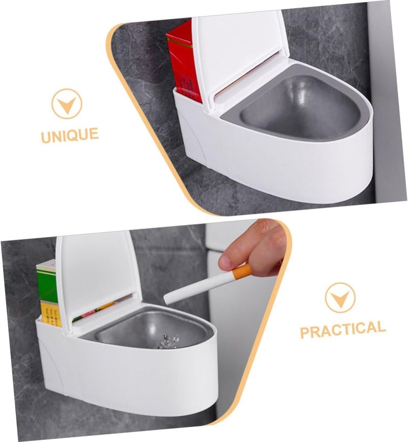 Potency Toilet Shaped Ash Tray - Wall Mount Stainless Steel, 1 Piece, White - Image 5