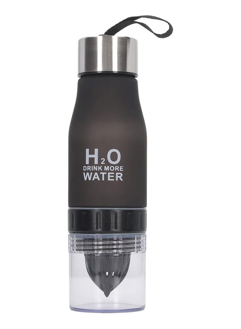 H2O زجاجة ماء بلاستيكية للإبداع في عيد الميلاد سعة 650 مل مع فواكه منقوعة، زجاجات عصير ليمون للرياضات الخارجية، أدوات شرب على شكل قرع محمولة - Image 3