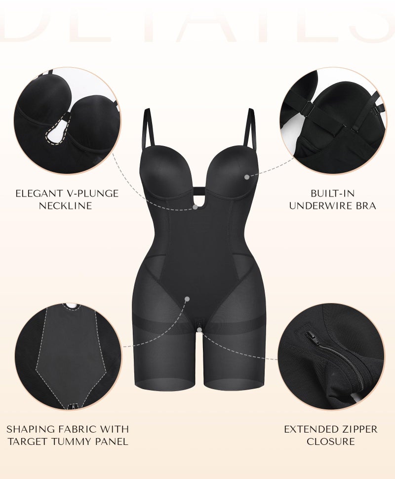 SHAPELLX Strapless Shapewear for Women Tummy Control Backless Bodysuit Butt Lifter Thigh Slimming Body Shaper Plunge Bra L - Image 4