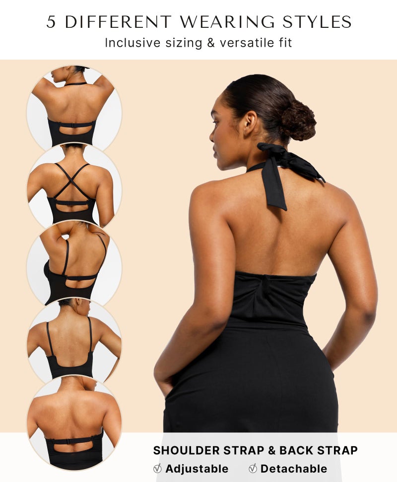 SHAPELLX Strapless Shapewear for Women Tummy Control Backless Bodysuit Butt Lifter Thigh Slimming Body Shaper Plunge Bra L - Image 2