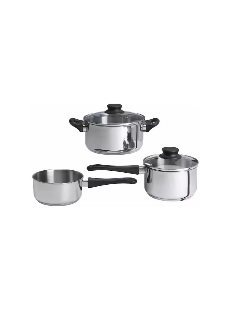 5 piece cookware set glass stainless steel - Image 3