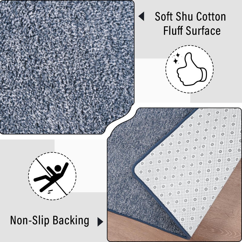 Keeko 4x6 Area Rugs for Living Room, Soft Modern Memory Foam Bedroom Rug Washable Indoor Rug Low Pile Minimalist Non Slip Carpet for Kids Nursery Dorm Room Home Decor Blue and White - Image 4