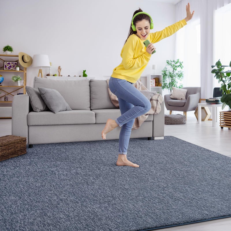 Keeko 4x6 Area Rugs for Living Room, Soft Modern Memory Foam Bedroom Rug Washable Indoor Rug Low Pile Minimalist Non Slip Carpet for Kids Nursery Dorm Room Home Decor Blue and White - Image 2