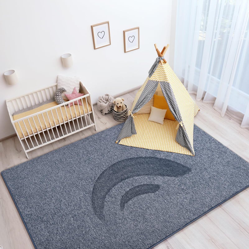 Keeko 4x6 Area Rugs for Living Room, Soft Modern Memory Foam Bedroom Rug Washable Indoor Rug Low Pile Minimalist Non Slip Carpet for Kids Nursery Dorm Room Home Decor Blue and White - Image 3