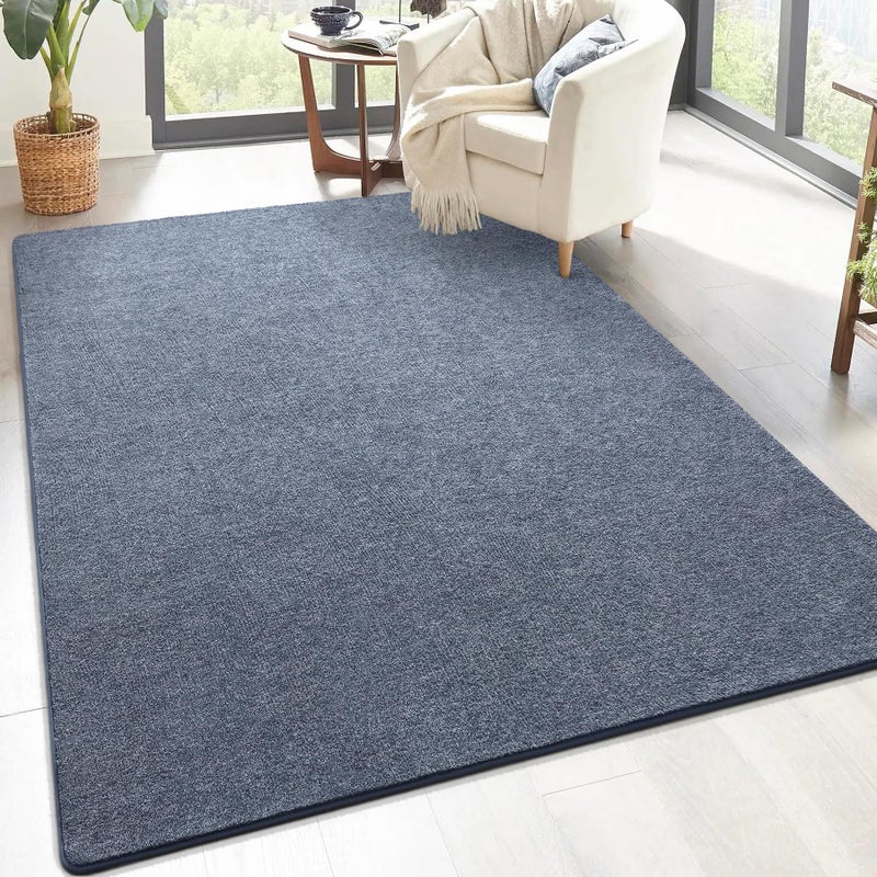 Keeko 4x6 Area Rugs for Living Room, Soft Modern Memory Foam Bedroom Rug Washable Indoor Rug Low Pile Minimalist Non Slip Carpet for Kids Nursery Dorm Room Home Decor Blue and White - Image 1