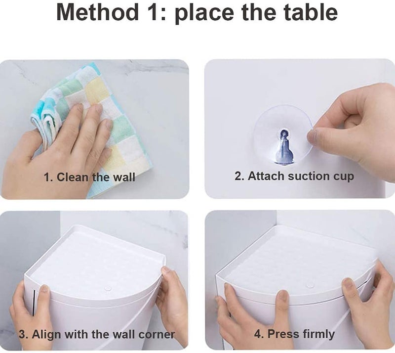 olpad ABS Plastic Bathroom Tiered Hidden Storage Corner Countertop Vanity Cabinet Space Saver Rotating Organizer (White) - Image 5