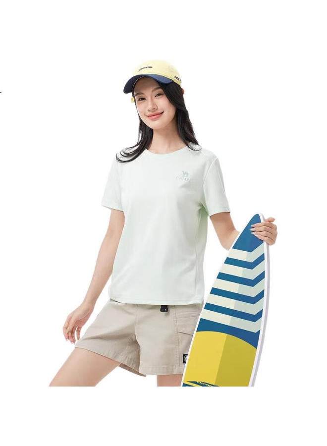 camel Women'S Quick-Dry Short Sleeve T-Shirt Thin Summer Round Neck Breathable Sweat-Absorbing Running Fitness Sports Casual Top M - Image 2