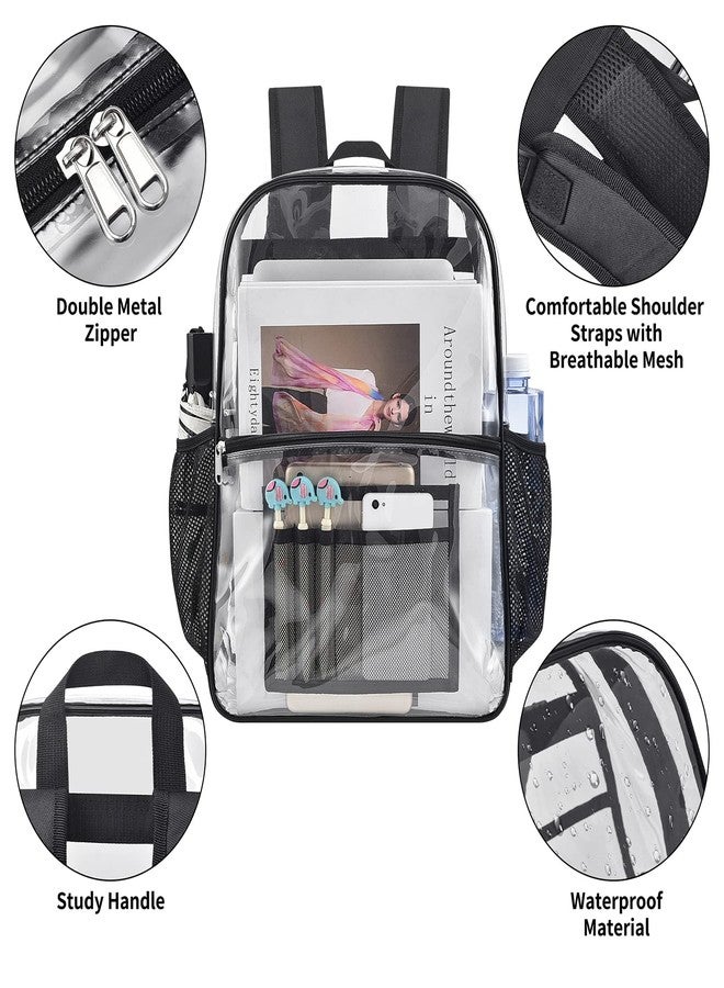 USPECLARE Clear Backpack Heavy Duty, See Through Backpack Transparent Bag for Girls &Boys, Clear School Backpack for College, Sports, Work (Large) - Image 5