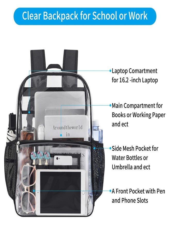 USPECLARE Clear Backpack Heavy Duty, See Through Backpack Transparent Bag for Girls &Boys, Clear School Backpack for College, Sports, Work (Large) - Image 3