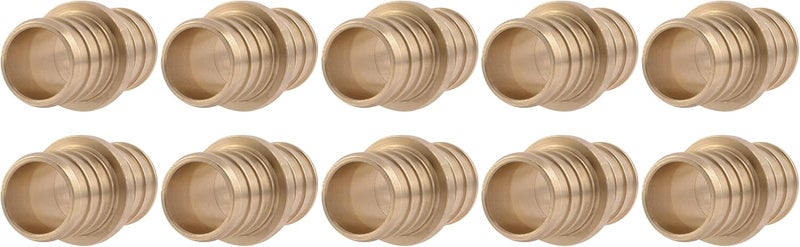 SharkBite 3/4 Inch Crimp Coupling, Pack of 10, Brass Plumbing Fitting, PEX Pipe, PE-RT, UC016LFA10 - Image 1