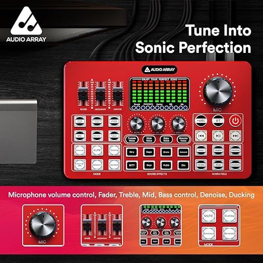Audio Array Ultimate Gaming Bundle | Condenser Mic with Boom Arm & Sound Card | Streaming Kit for PC/Mobile with 14 FX, Voice Modes, Loopback, Real Time Monitoring |for YouTube & Live Stream - GB-01 - Image 2
