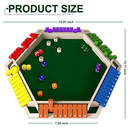 Nicecho 16 Players Shut The Box Dice Game Wooden Board Table Math Game with 16 Dice Classics Tabletop Version Games for Kids Adults FamilyClassroomHomeParty or Pub - Image 5