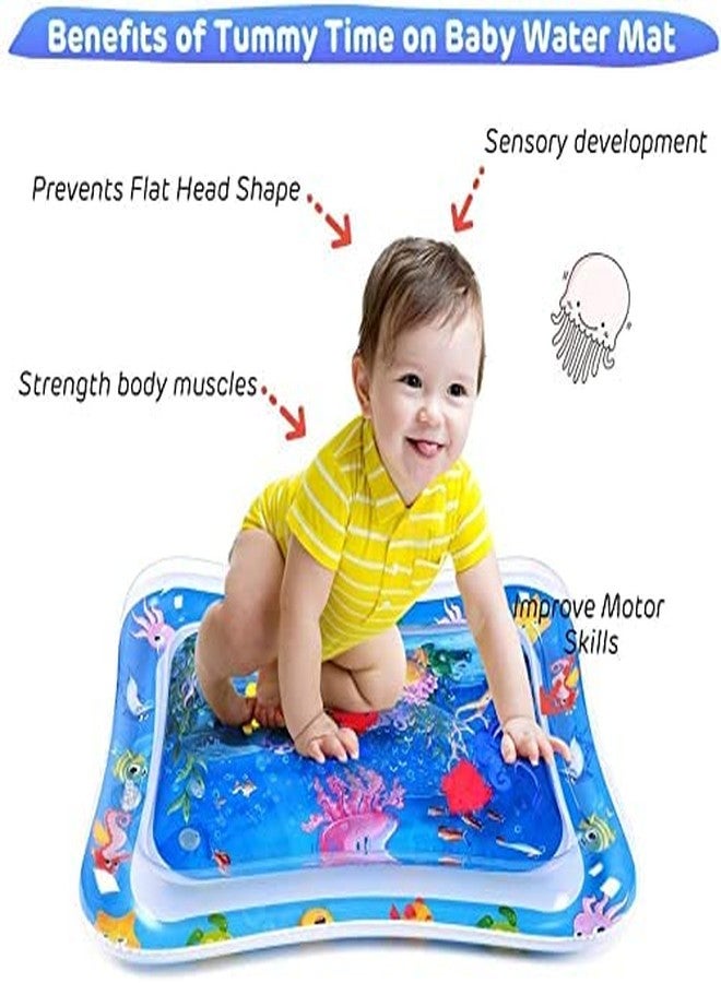 BESTOTTAM Baby Kids Water Play Mat Toys Inflatable Tummy Time Leakproof Water Play Mat, Fun Activity Play Center Indoor and Outdoor Water Play Mat for Baby Random Design - Image 2