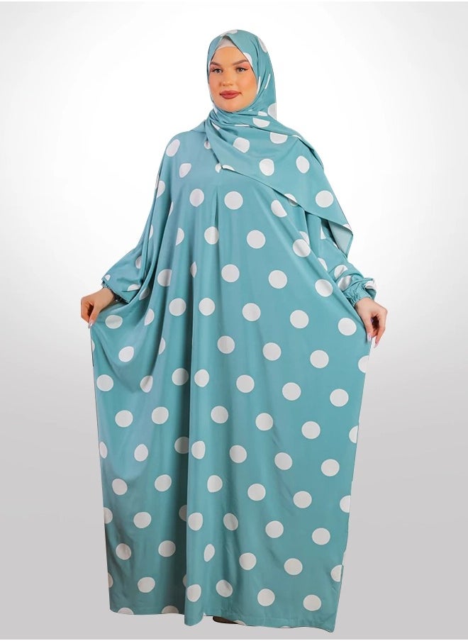 زمرد ثوب صلاة سوفت عملي مع غطاء الرأس-منقط -من زمرد فاشون  - Image 1