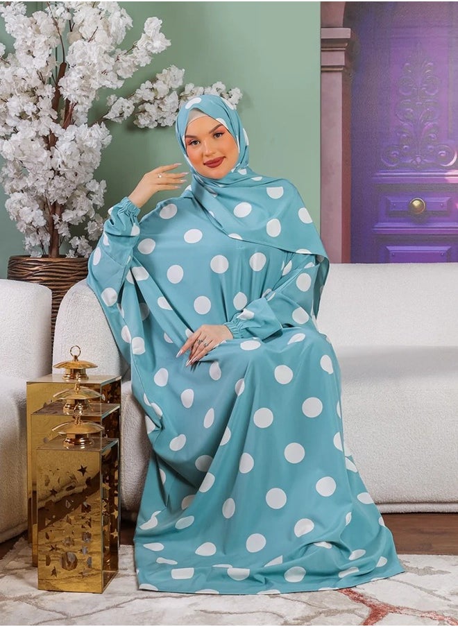 زمرد ثوب صلاة سوفت عملي مع غطاء الرأس-منقط -من زمرد فاشون  - Image 3