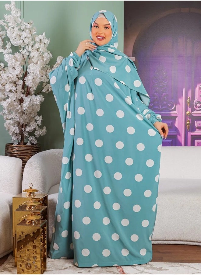 زمرد ثوب صلاة سوفت عملي مع غطاء الرأس-منقط -من زمرد فاشون  - Image 5