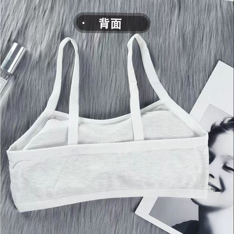 Middle School Students' Pure Cotton Underwear Korean Style Chest-Revealing Female Developmental High School Students' Non-Rimless Bra Small Solid Color Girls' Vest - Image 4