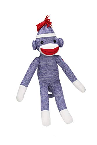 Plushland Adorable Sock Monkey The Original Traditional Hand Knitted Stuffed Animal Toy Giftfor Kids Babies Teens Girls and Boys Baby Doll Present Puppet 20 Inches New Blue - Image 1