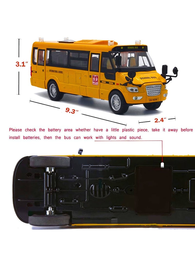 قبو سحري School Bus Toy, Die Cast Pull Back 9'' Model Cars, with Lights & Sounds, Openable Doors, Large Yellow Metal Toy Vehicles, Play Bus for Boys Girls Kids Toddlers Ages 3+ - Image 5