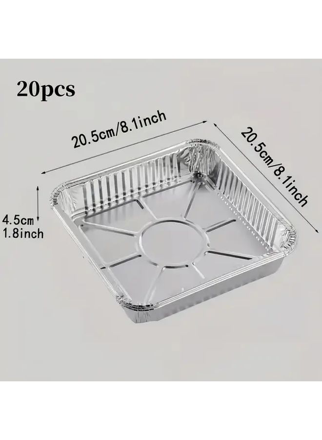 Aluminum Foil Baking Trays 20pcs Square Pans for Cooking Heating and Meal Prep - Image 2