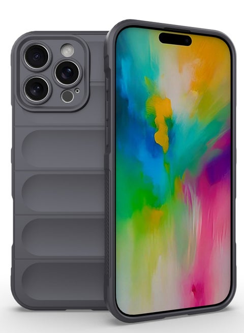 جراب موبايل ماجيك شيلد  سيليكون مضاد للصدمات وحمايه للكاميرا متوافق Iphone 16 Pro   (رمادي غامق)