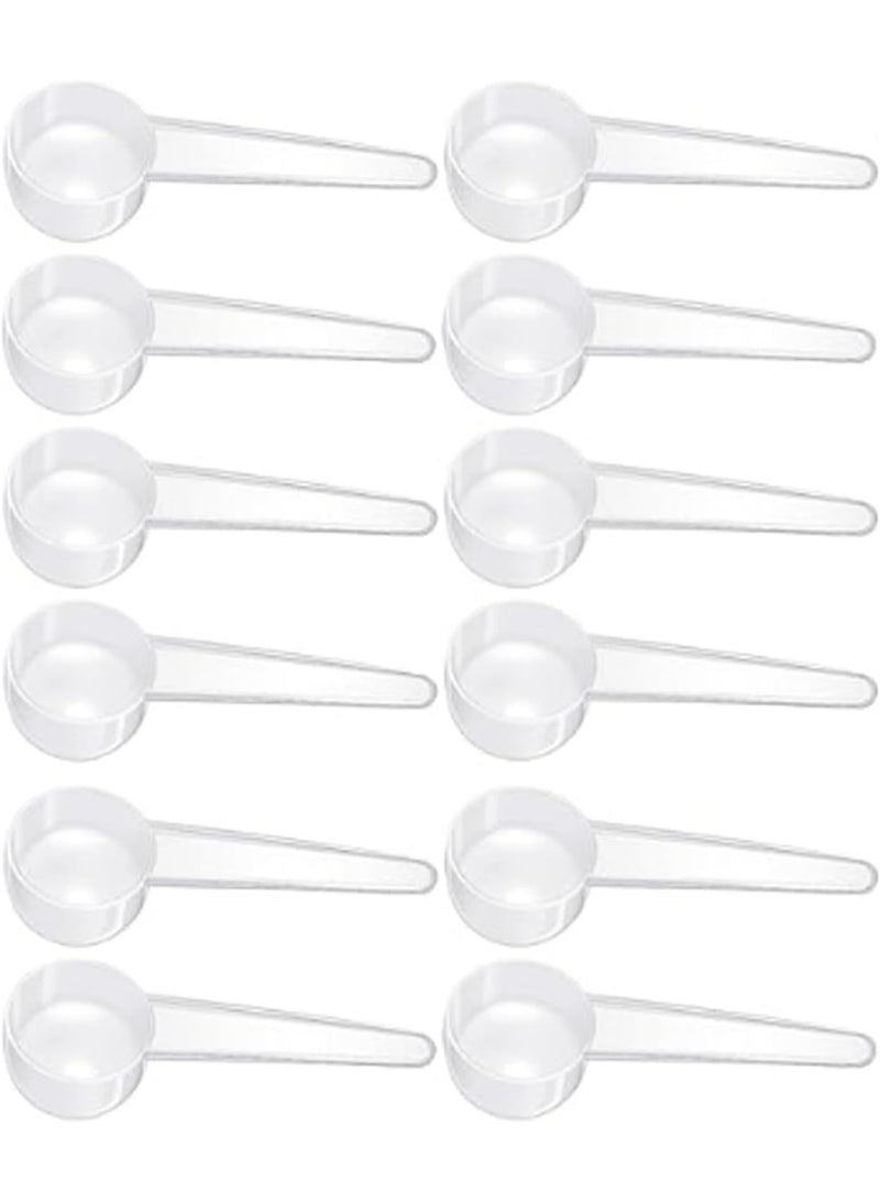 12 PCS Plastic Measuring Spoons Set,1 Teaspoon (20 ML) Long Handle Scoops for Measuring Coffee Tea Protein Milk Powder Grains Spices Powders Pet Food (Clear) - Image 1
