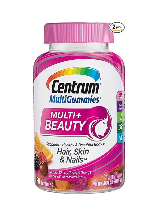 Centrum MultiGummies Multi+Beauty Supports a Healthy and Beautiful Body + Hair Skin and Nails in Natural  90 Gummies - Image 1