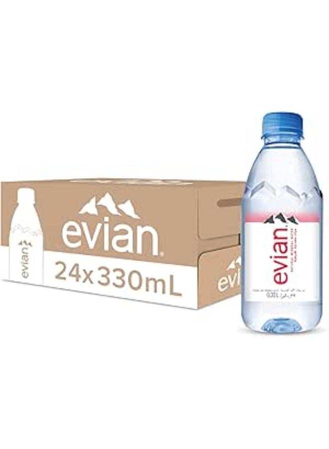 Evian Natural Mineral Water 330ml × 24 PET Bottles Pack - Image 1