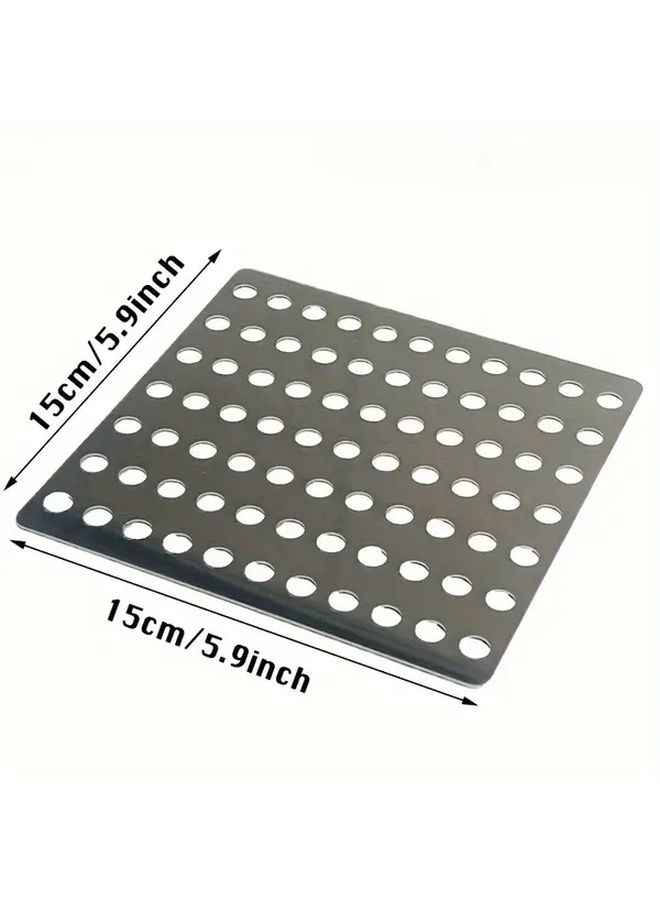 1 Piece Stainless Steel Drain Cover Leaf Guard Rustproof Square Grid Plate Strainer Corrosion Resistant Outdoor Drain Protector Easy Installation Clog Prevention Maintenance Weatherproof Accessory Sleek Metallic Finish Durable Construction - Image 4