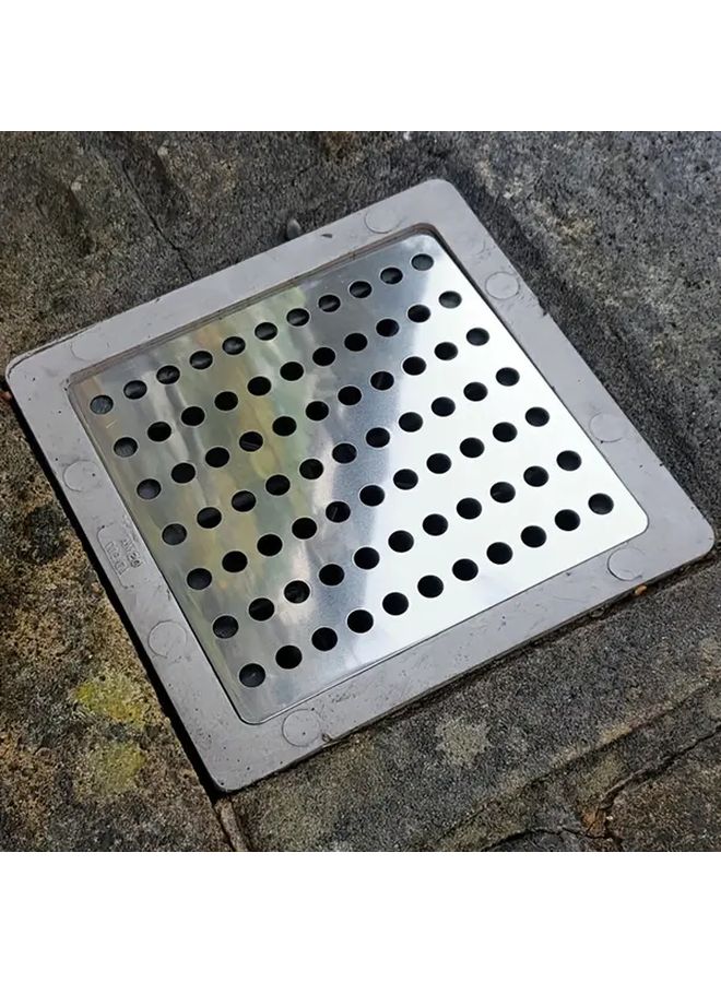 1 Piece Stainless Steel Drain Cover Leaf Guard Rustproof Square Grid Plate Strainer Corrosion Resistant Outdoor Drain Protector Easy Installation Clog Prevention Maintenance Weatherproof Accessory Sleek Metallic Finish Durable Construction - Image 2